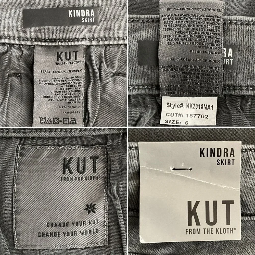 Kut From The Kloth Kendra Denim Midi skirt Front Slit Gray 6 - Picture 5 of 9